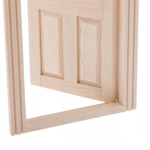 Porta esterna in legno non verniciata per casa delle bambole scala 1:12