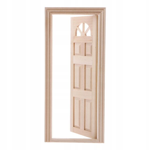 Porta esterna in legno non verniciata per casa delle bambole scala 1:12