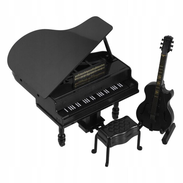 Miniature strumenti musicali per casa delle bambole: pianoforte e chitarra realistici
