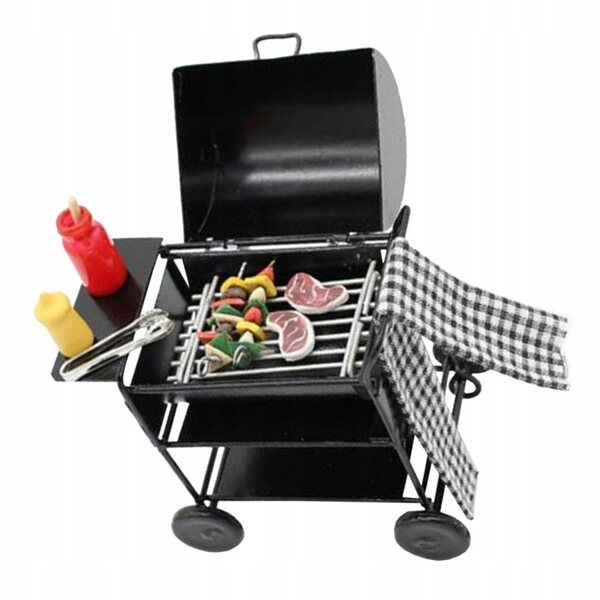 Giocattolo Mini Grill Carrello Educativo per bambini Black Metal