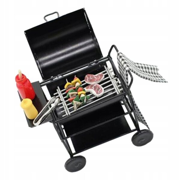 Giocattolo Mini Grill Carrello Educativo per bambini Black Metal