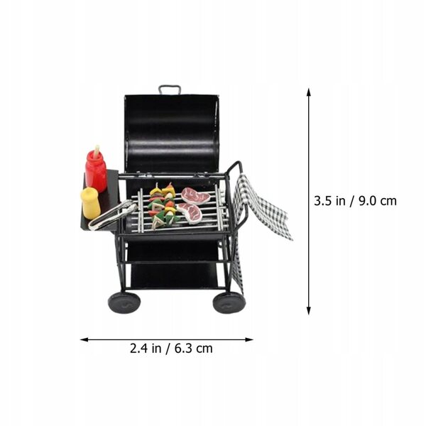 Giocattolo Mini Grill Carrello Educativo per bambini Black Metal