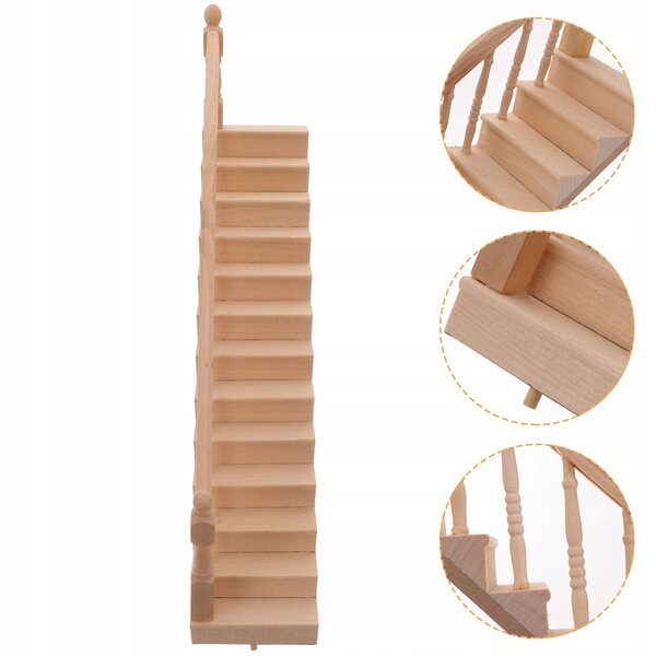 Miniature Scale Scale in Legno per Casette delle Bambole - Scala con Corrimano Decorativo