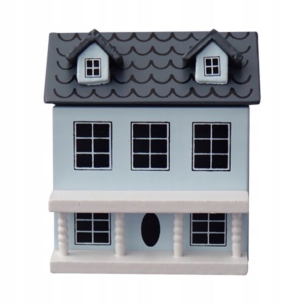 Miniatur-Deko-Holzhaus für Garten und Innenbereich, Blau