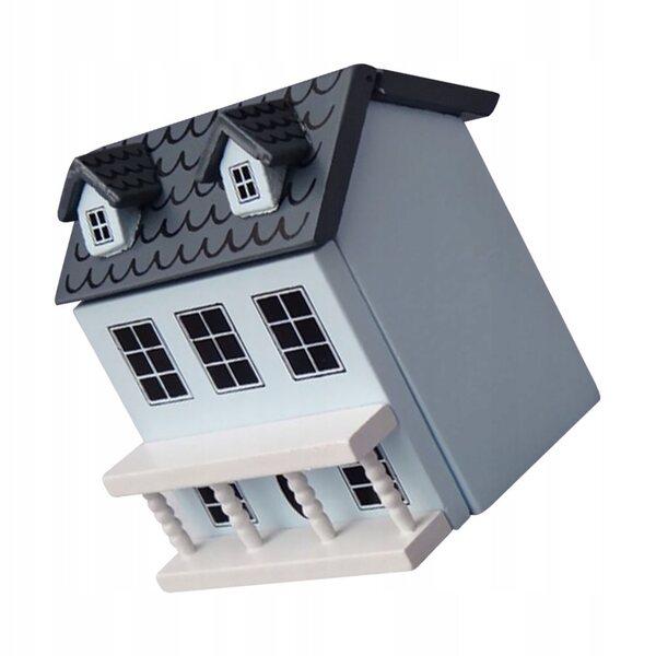 Maison décorative miniature en bois pour jardin et intérieur bleu