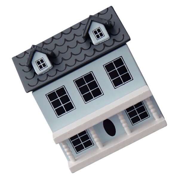 Maison décorative miniature en bois pour jardin et intérieur bleu