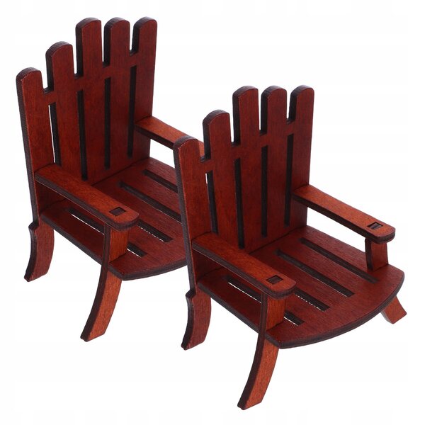 Mini Sedie da Spiaggia in Legno per Case delle Bambole, Set 2 Pezzi, 10x8x6 cm