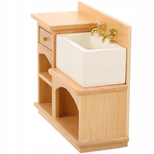 Miniatura Mobiletto sotto Lavabo in Legno Decorazione per Casa delle Bambole