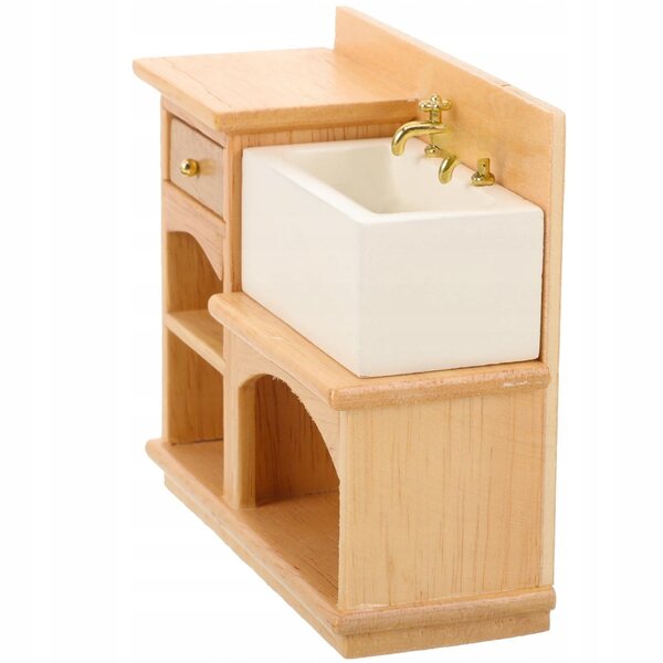 Miniatura Mobiletto sotto Lavabo in Legno Decorazione per Casa delle Bambole
