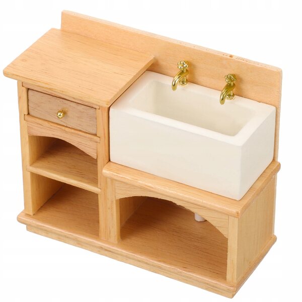 Miniatura Mobiletto sotto Lavabo in Legno Decorazione per Casa delle Bambole