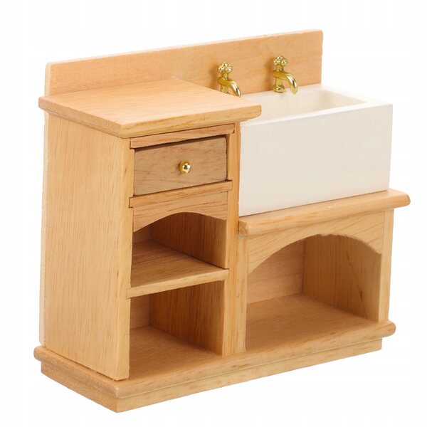Miniatura Mobiletto sotto Lavabo in Legno Decorazione per Casa delle Bambole