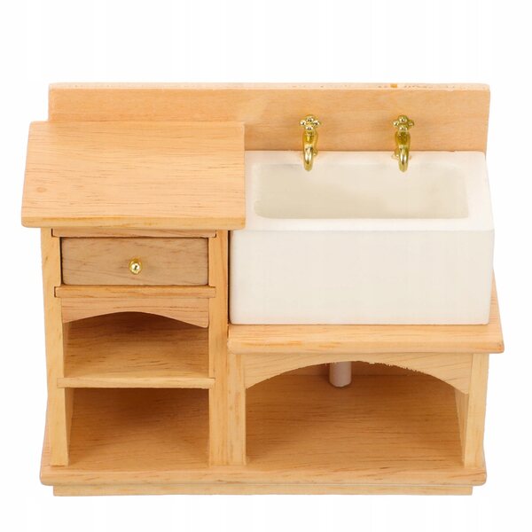 Miniatura Mobiletto sotto Lavabo in Legno Decorazione per Casa delle Bambole