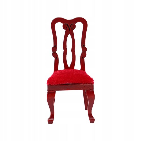 Miniatuur houten tafel en stoelenset voor poppenhuis, rood
