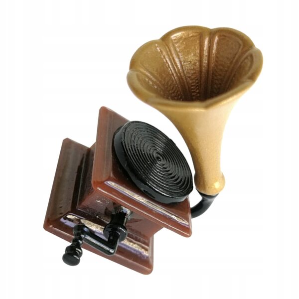Dekoratives Mini-Retro-Grammophon aus Kunstharz für Puppenhaus und Schreibtisch