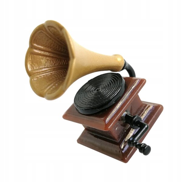 Dekoratives Mini-Retro-Grammophon aus Kunstharz für Puppenhaus und Schreibtisch