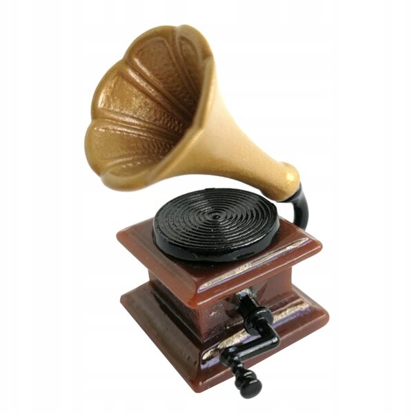 Dekoratives Mini-Retro-Grammophon aus Kunstharz für Puppenhaus und Schreibtisch