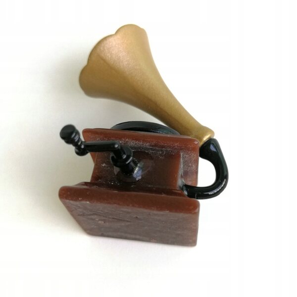 Dekoratives Mini-Retro-Grammophon aus Kunstharz für Puppenhaus und Schreibtisch