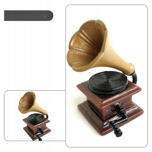 Dekoratives Mini-Retro-Grammophon aus Kunstharz für Puppenhaus und Schreibtisch