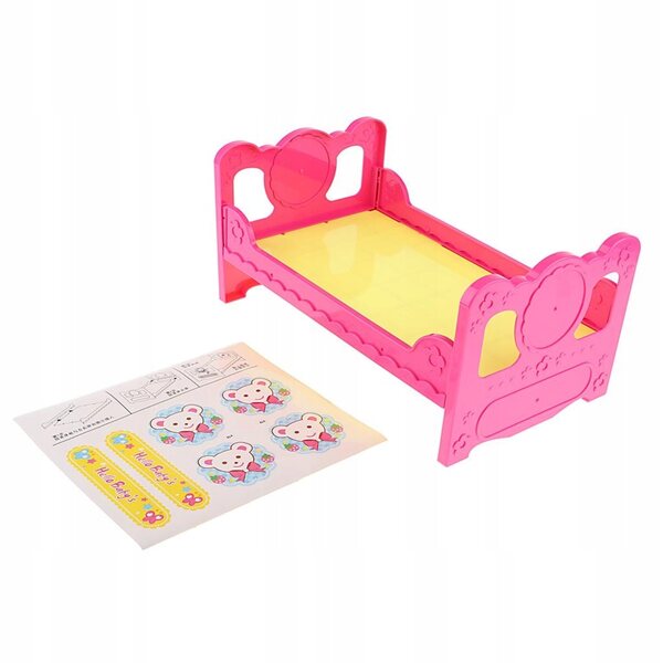 Einzelnes rotes Holzbett für Puppen – Accessoire für das Spielzimmer
