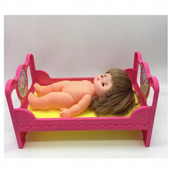 Einzelnes rotes Holzbett für Puppen – Accessoire für das Spielzimmer