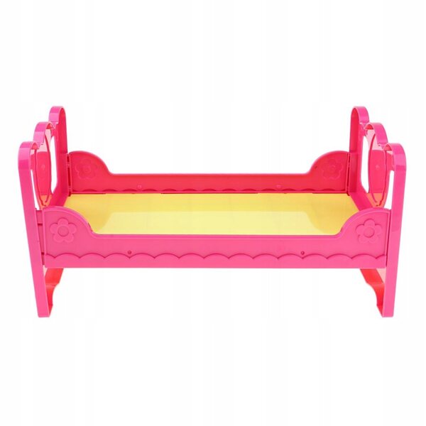 Einzelnes rotes Holzbett für Puppen – Accessoire für das Spielzimmer