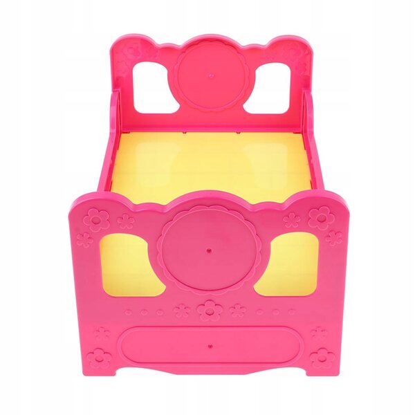 Einzelnes rotes Holzbett für Puppen – Accessoire für das Spielzimmer
