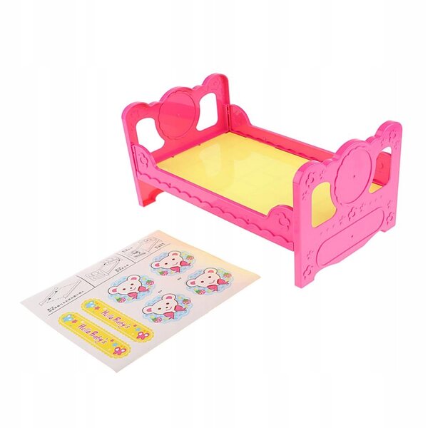 Einzelnes rotes Holzbett für Puppen – Accessoire für das Spielzimmer