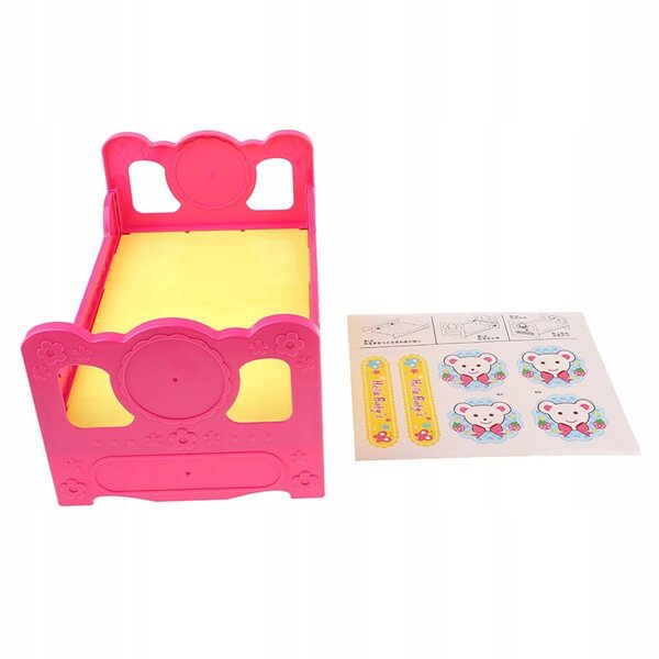 Einzelnes rotes Holzbett für Puppen – Accessoire für das Spielzimmer