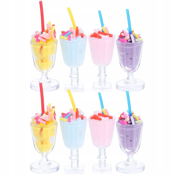 Lot de 12 mini tasses à glace en plastique multicolores pour cuisines de poupées