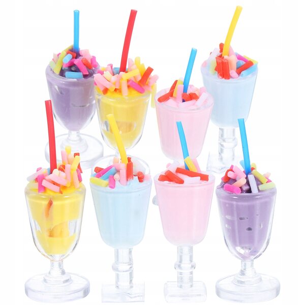 Lot de 12 mini tasses à glace en plastique multicolores pour cuisines de poupées