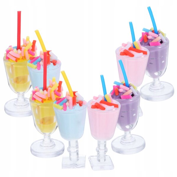 Lot de 12 mini tasses à glace en plastique multicolores pour cuisines de poupées