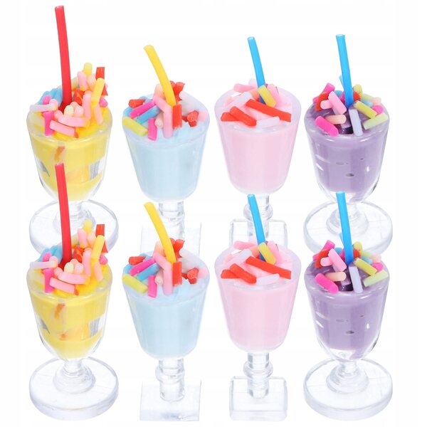 Lot de 12 mini tasses à glace en plastique multicolores pour cuisines de poupées