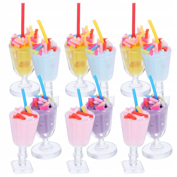 Lot de 12 mini tasses à glace en plastique multicolores pour cuisines de poupées