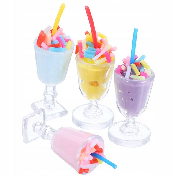 Lot de 12 mini tasses à glace en plastique multicolores pour cuisines de poupées