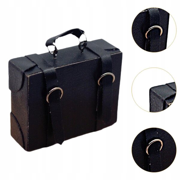 Holzminiatur 1/6 1/12 Kofferbox für Puppenhaus, schwarze Farbe