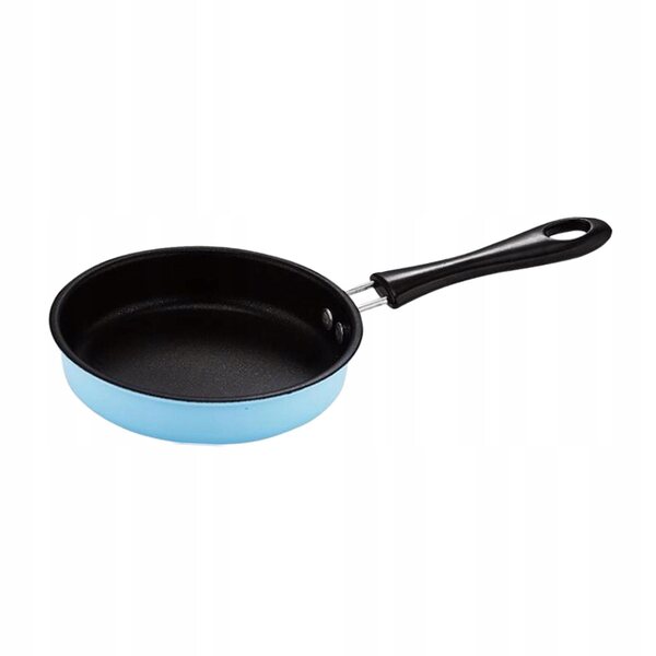 Mini padella da cucina in acciaio blu con manico ergonomico antiscottatura