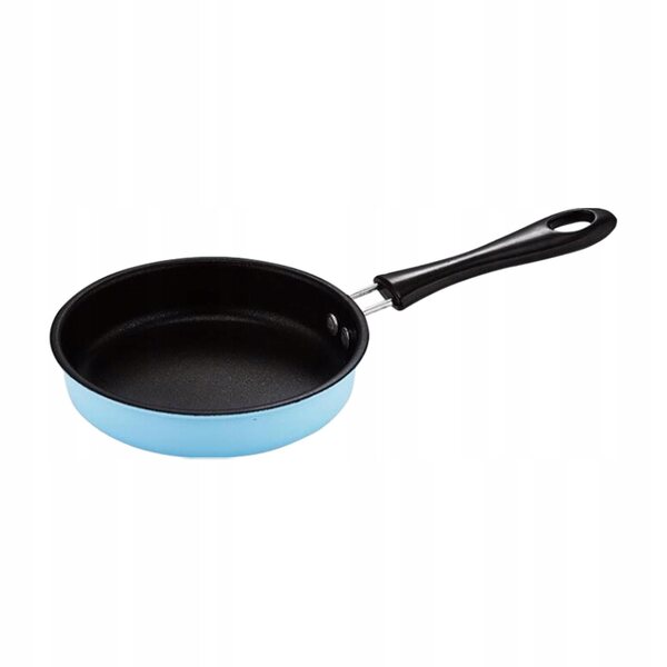 Mini padella da cucina in acciaio blu con manico ergonomico antiscottatura