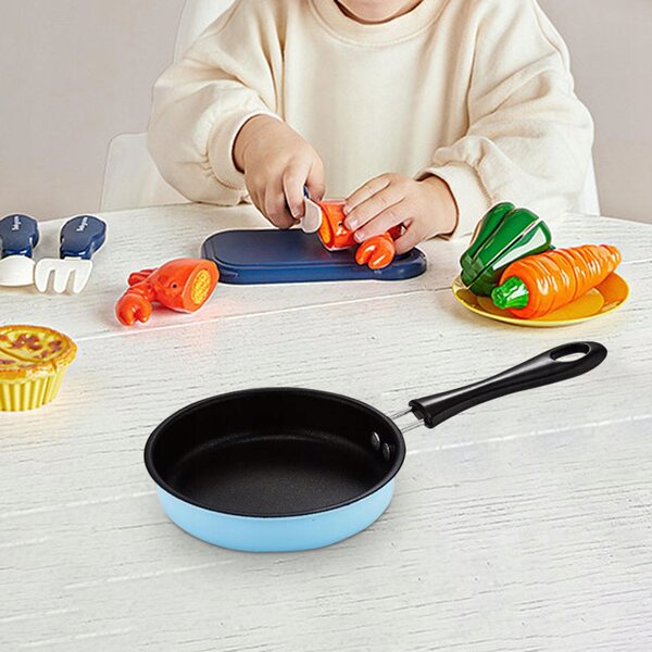 Mini padella da cucina in acciaio blu con manico ergonomico antiscottatura