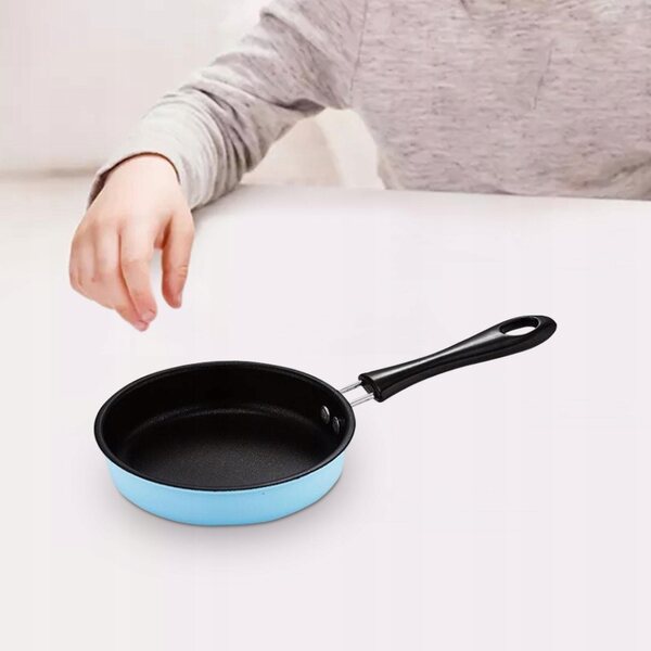 Mini padella da cucina in acciaio blu con manico ergonomico antiscottatura