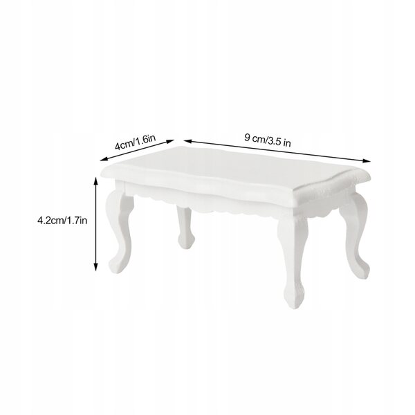 Miniatura tavolino bianco 1:12 in legno per casa delle bambole, accessorio pregiato