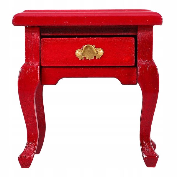 Miniatura Tavolino Notte in Legno Rosso per Casa delle Bambole Scala 1:12