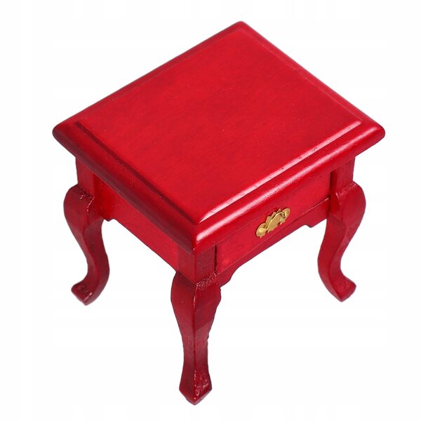 Miniatura Tavolino Notte in Legno Rosso per Casa delle Bambole Scala 1:12