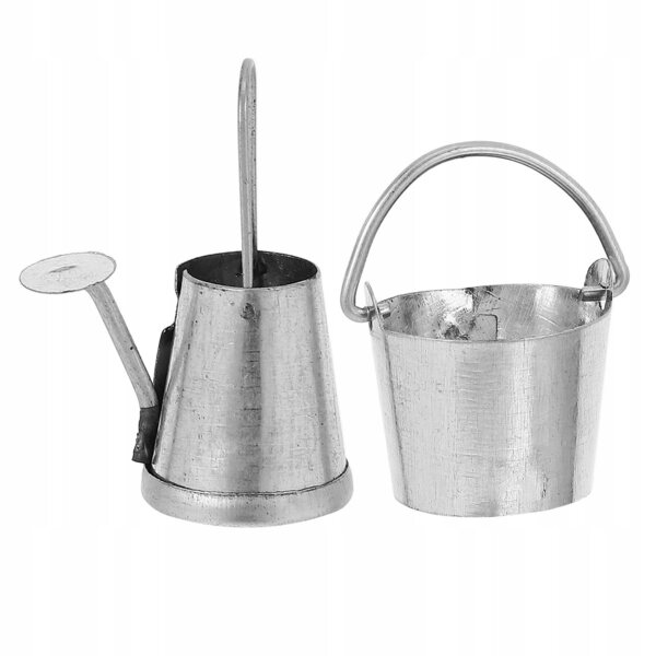 2 SZT. STYLOWA MINI KONEWKA DEKORACYJNA SREBRNA METALOWA