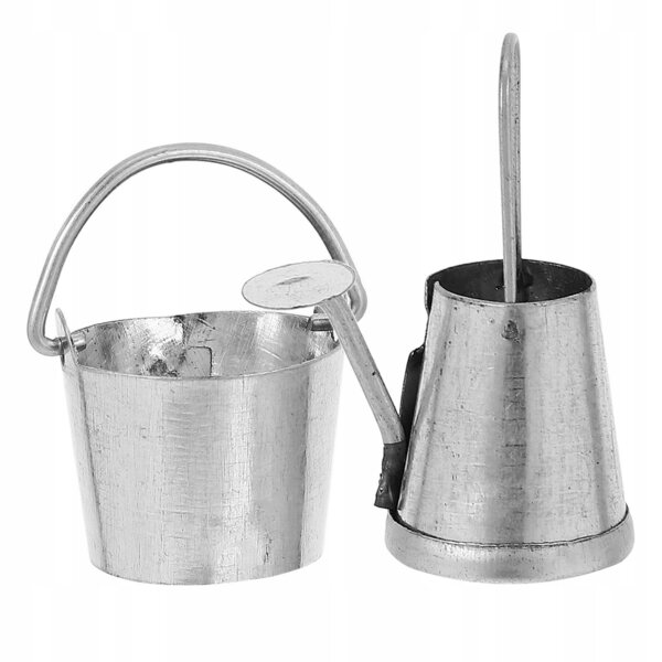 2 SZT. STYLOWA MINI KONEWKA DEKORACYJNA SREBRNA METALOWA