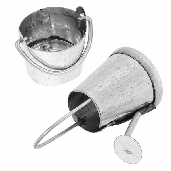 2 SZT. STYLOWA MINI KONEWKA DEKORACYJNA SREBRNA METALOWA