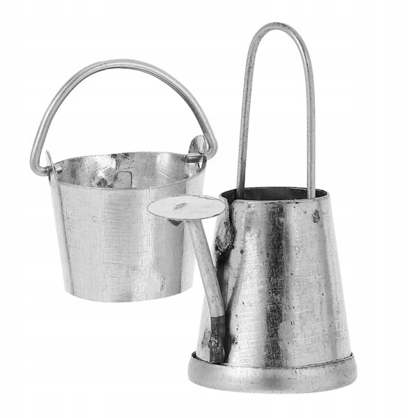 2 SZT. STYLOWA MINI KONEWKA DEKORACYJNA SREBRNA METALOWA