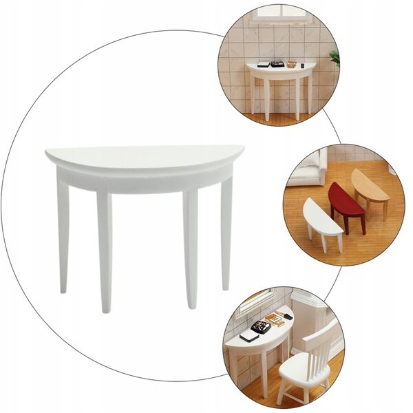 Mini Tavolo Bianco in Legno per Case delle Bambole, Elegante e Sicuro