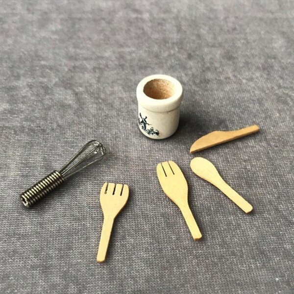 Set Miniature Cucina per Casa delle Bambole 1:12 - Accessori in Legno e Metallo