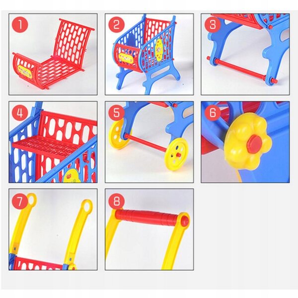 Carrello spesa per bambole, 80 cm, Giocattolo in plastica, per la casa e il gioco