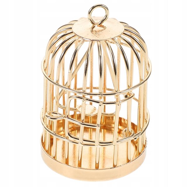 Miniatura gabbia metallica dorata per uccelli decorazione casa bambole